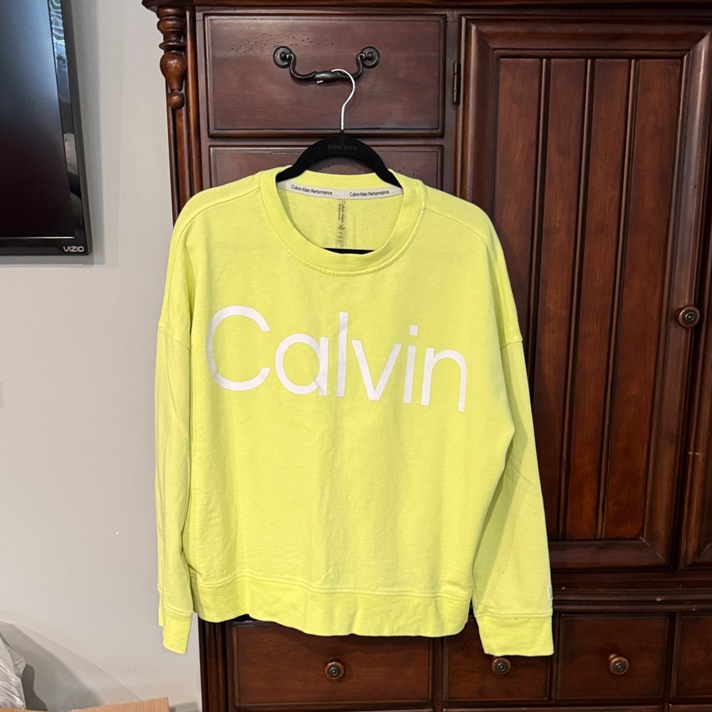 Calvin Klein Lime Green Sweatshirt with White Logo